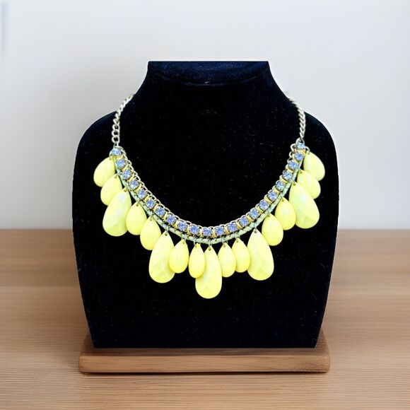 Statement Necklace Goldtone Rhinestone Beaded Retro Cocktail Midcentury Classic - Picture 1 of 4